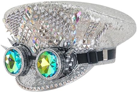 QRONCES Frauen Luxus Steampunk Mit Brille Pailletten Gold Nieten Diamanten Herren Gothic Rock Bühne Club Party Karneval Diamant Hüte
