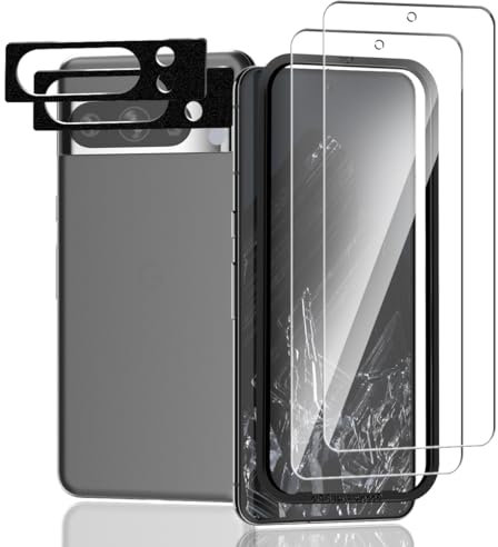 Yiunssy Protector de Pantalla para Google Pixel 8 Pro Templado + Protector de Lente de Cámara,[2+2 Piezas] Antihuellas/9H Dureza,HD Vidrio Templado para Google Pixel 8 Pro