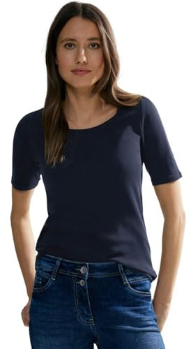 Cecil Damen Style Lena Basic T-Shirt Baumwolle, Universal Blue, XXL EU