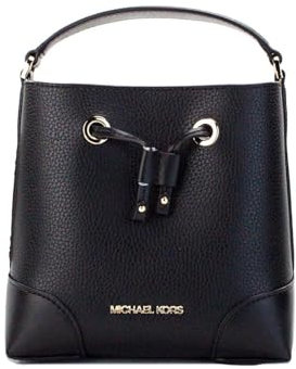 MICHAEL KORS Mercer Kleine Beuteltasche aus genarbtem Leder, Schwarz, Schwarz, Medium