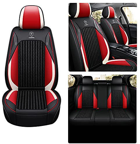 Awotzon Autositzbezug Für Toyota Aygo 5 Sitze Autositzbezüge Komplettset Allwetter Auto Sitzauflage Kunstleder sitzbezüge(Schwarz-Rot)