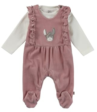 Sterntaler Strampler Set Emmi Girl - Baby Strampler aus Nicki mit Esel Emmi Girl Applikation - Langarm Shirt Jersey - Drucknöpfe im Schritt - bequemer Mädchen Zweiteiler ab Geburt - mattrosa, Größe 68