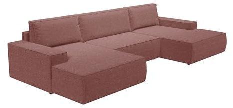 Vente-unique - Wohnlandschaft mit Schlaffunktion - Strukturstoff - Terracotta - Amelia