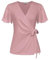 GRACE KARIN Femme Chemisier à Manches Courtes Volantées avec Lacet à la Taille Blouse d'Été Élégante à Taille Marquée XL Rose