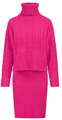 APART Strick-Set aus einem ärmllosen Kleid und einem Pullover, pink, 34