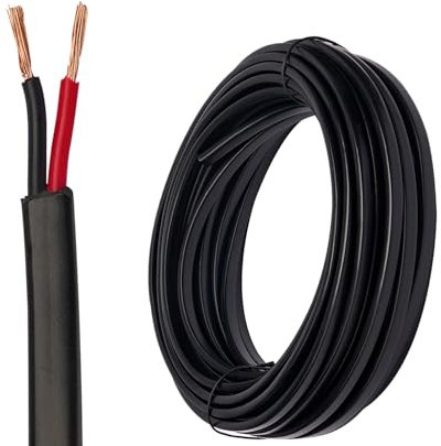 XUEYI 20M KFZ 2x0.75mm² Flachkabel, 12V 24V Fahrzeugleitung/Fahrzeugkabel 2 Adriges Rot/Schwarz Anhängerkabel, Flexibles Elektrischer Verlängerungskabel, 2 poliges Kabel für Anhänger