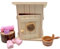 ZauberDeko Wichtel Zubehör Wellness Sauna ROSA Holz Saunahäuschen Badeente Handtuch Pink Wichteline Set