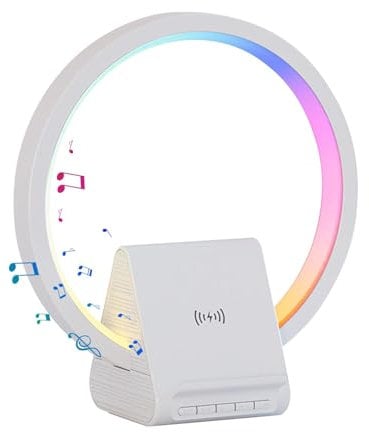 Generic Wireless Speaker with Charger - Table Light with Phone Holder, Smart Speaker Night Light | Portable Big G Atmosphere Music Desk Lamp, Multi-Function Table Led Night Light for Bedroom Home