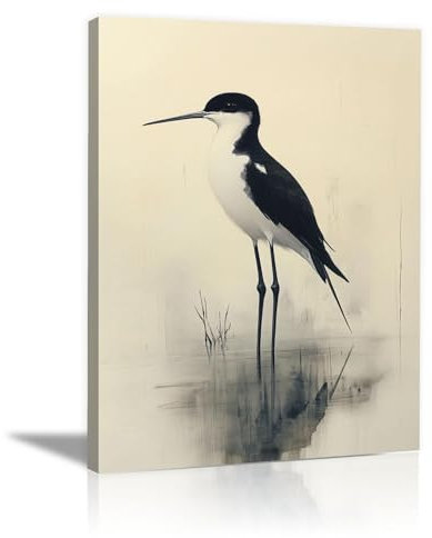 IEPOZWA Noir, gris Posters Muraux Modernes Pour Salon, Photos de bécassine de Bohême Impression sur Toile Abstrait Noir et Blanc Mur Art Toile Peinture Image-60x80cm Encadrée