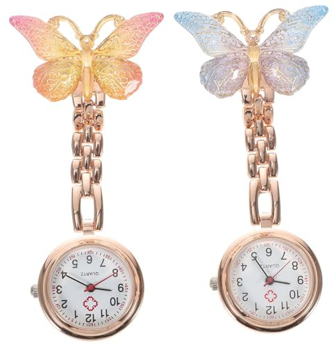 SOIMISS 2stücke Schmetterling Nurse Fob Uhren Für Pflegepersonal Analog Quarz Taschenuhr Für Krankenschwestern Ärzte Studenten Zubehör