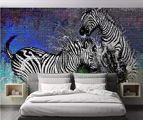 ZYCAFJ Fototapete Graffiti Zebra wandmalerei 3d Vlies Tapeten Wandtapete Moderne Wanddeko Design Wand Dekoration Wohnzimmer Schlafzimmer Büro