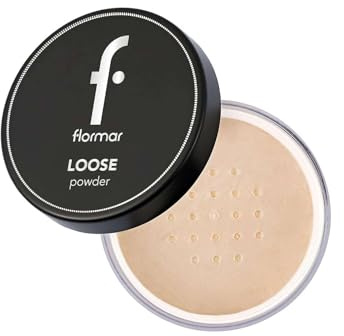 Flormar Löst Puder, Bananpuder Makeup, Mattgörande fixeringspuder för alla hudtyper - Långvarig makeupstadga och talgkontroll - Transparent fixeringspuder