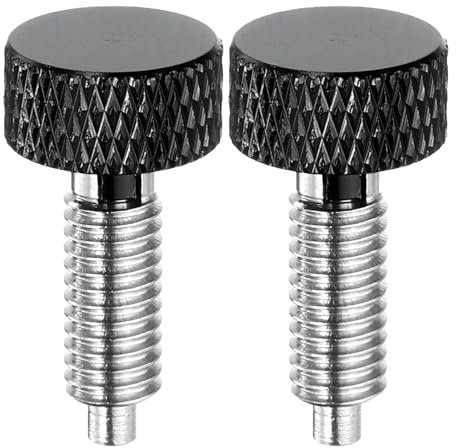QUARKZMAN 2pz Perno a Molla con Manopola Zigrinata M6x1 Diametro Perno 3mm Perni a Rilascio Rapido Retrattili in Acciaio Inossidabile Tipo Blocco Plunger per Attrezzature Industriali, Nero