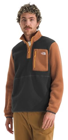 The North Face Men's Yumiori 1/4 Zip Sweatshirt, Asphalt Grey/Burnt Umbe, L