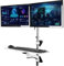 Space Saving Design Wall Mount Workstation, Sit Stand Dual Monitor Mount for 15''-27'' Screens, Adjustable Wall Mount Dual Monitor Arm with Foldable Keyboard Tray Easy Installation(600mm)