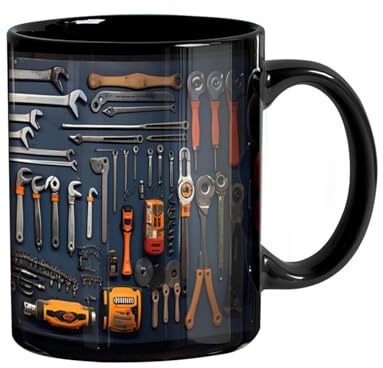 Qyljeiwred Mechanic Toolbox Coffee Mug, Funny 3D Tool Box Mug, Mechanic Toolbox Set Mugs, Ceramic Mechanic Tool Box Cup for Men Dad