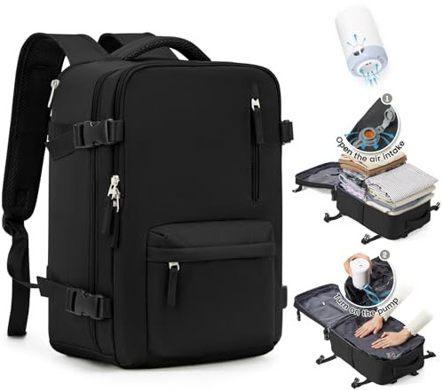 SZLX Vakuum Rucksack Handgepäck Damen, Airbag Rucksack Vakuum mit Vakuumsystem für Reisen, Ryanair Vacuum Reiserucksack mit Pumpe Wasserdicht Herren Vakuumkoffer