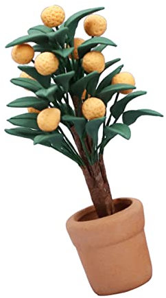 ibasenice Orangenbaum-Modell kleine Kunstpflanzen Miniatursachen gefälschte Pflanze Mini- Mini-Sachen inneneinrichtung microanlagen Puppenhaus-Requisite künstliches Kumquat- Keramik