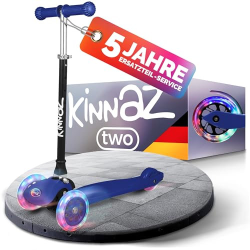 kinnaz ONE, Premium Roller Kinder 3 Jahre, faltbar, 5 Höhen, LED Räder, Ersatzteilservice, verbesserte Griffe und Bremse, UVM Kinderroller ab 2 3 4 5 Jahre, Scooter von Deutscher Händler