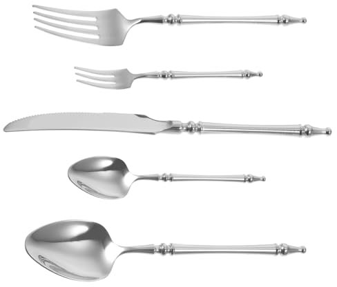 Mikinona Juego De Cubiertos Tenedores y Cucharas Cuchillo Chuletero Arcos Acero Inoxidable