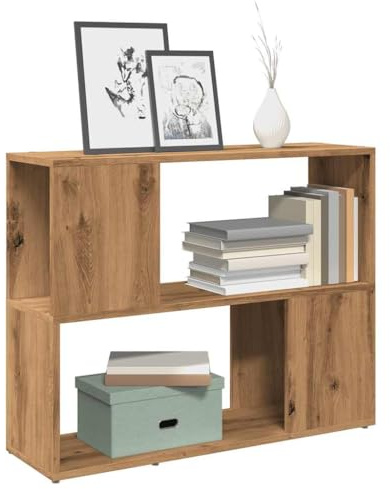 Iiaky 856735 Book Cabinet/Room Divider Artisan Oak 80x24x63 cm Modern TV Cabinet Stand Storage Shelves Table Mobile Bedroom Furniture Bookshelf Bookcase