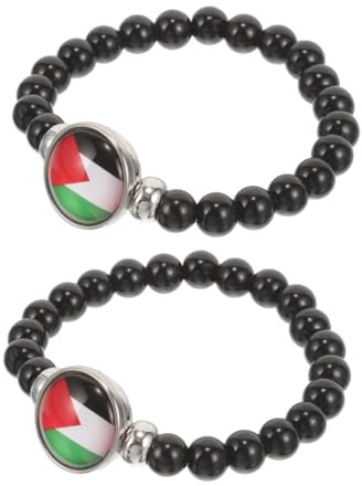 BESTYASH 2stücke Palästina-flagge-thema-armband Mit Perlen Und Anhänger Modisches Patriotisches Armband Internationales Freundschaftsarmband