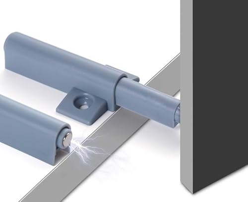 Magnetische Türschnäpper, Push-to-Open, 10 Stück, Grau, Drucköffnung für Schränke mit Montagezubehör