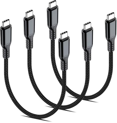 Zescyha 3 Piezas Cable USB C a USB C Corto 0.2m, Cable USB C 60W Carga Rápida, Power Delivery 60W y Quick Charge 3.0, Compatible con iPhone 16/15 Pro Max, Galaxy S24/S23, Huawei OnePlus Google Pixel