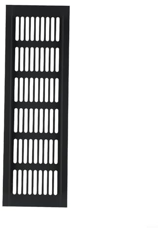 Honseadek Rejilla de ventilación de aluminio para armarios, cocina, baño, aleación, rectangular, color negro