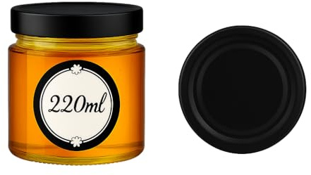 Sixby 6er Set Einmachgläser mit Schraubdeckel (Schwarz) – 220ml Glas mit Deckel, luftdicht – Ideal für Marmelade, Honig, Desserts & Vorrat - Spülmaschinenfest