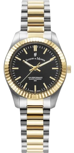 Jacques Du Manoir Inspiration Prime, Damen Armbanduhr, Quarz Analog, Edelstahl, 31mm, Edelstahlarmband, Farbe: Gold/Silber, 5 bar, Zifferblattfarbe: Schwarz, JWL03906