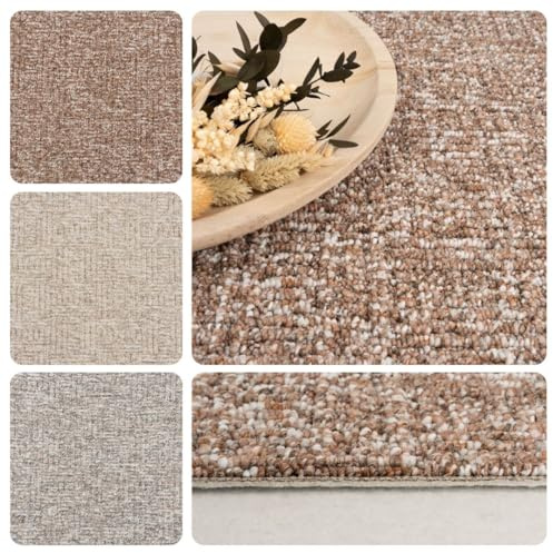 Teppichboden Meterware Auslegware Schlinge gemustert | 4m 5m breit, dunkel-braun, 700x500cm
