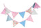 Oblique Unique Bunte Wimpel Girlande Baumwolle Wimpelkette Doppelseitig Farbenfroh Drinnen & Draußen - Motiv wählbar (Vintage-Blumenmuster)