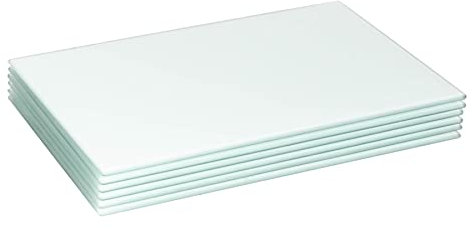 Harbour Housewares Glass Placemats - 40x30cm - White - Pack of 6 - Dining Table Place Mats Glass Plate Tabletop Protector for Kitchen Dinner, Worktops