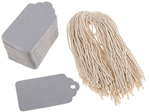 100pcs Geschenkanhänger Preisetiketten Namenskarte Papieranhänger Hängeetiketten Anhängeetiketten Kraftpapier mit Faden Tags Labels Selbstgestalten Packpapier - Grau