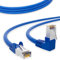 HB Câble réseau numérique LAN coudé à 90° Fiche RJ45 3 m 300 cm Cat 6 Bleu Cuivre Professionnel S/FTP PIMF LSZH cat. 6 Cat6 AWG 27/7 RJ45 Port Ethernet Réseau AWG27