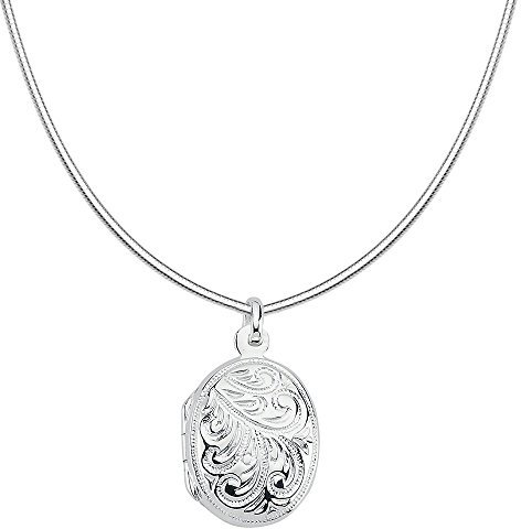 Vinani Anhänger Indien Design Medaillon mit Verzierungen zum Öffnen glänzend mit Schlangenkette 45 cm Sterling Silber 925 Kette Italien 2AMI-S45