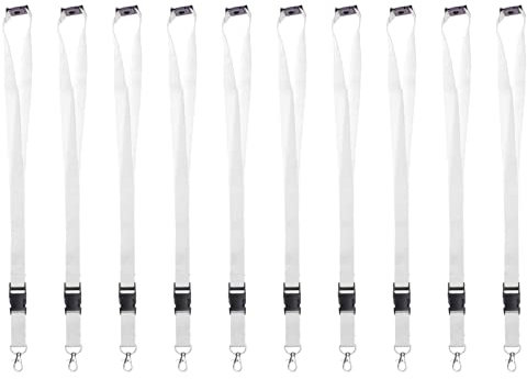 Karteo Schlüsselband weiß mit Karabinerhaken und Sicherheitsverschluss [50 Stück] Lanyard mit Schnalle für Kartenhüllen Kartenhalter und Ausweise