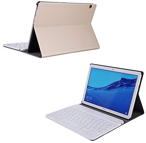 Huawei MediaPad M5 Lite 10.1 Funda para teclado, Huawei MediaPad M5 Lite 10.1 Funda de piel tipo libro con teclado Bluetooth de plástico desmontable (diseño QWERTY US) para Huawei MediaPad M5 Lite