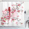 ABAKUHAUS Japonais Rideau de Douche, Mythical Phoenix Oiseau, Tissu Ensemble de Décor de Salle de Bain avec Crochets, 175 cm x 180 cm, Rose