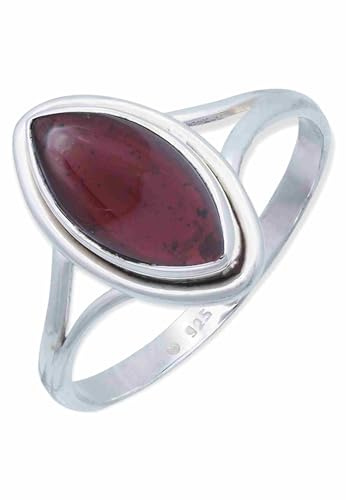mantraroma Ring Damen Silber 925 Granat Edelstein rot schlicht groß modern