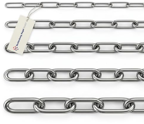 Edelstahl V4A Kette, 2,0 Meter, 5 mm Materialstärke, langgliedrig | 250 kg Maximalbelastung, rostfrei, poliert, ähnlich DIN763 -Tecklenborg Kegel GmbH