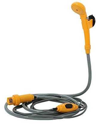 AYNEFY Ducha portátil de 12 V para exteriores, ducha portátil con bomba sumergible para exteriores, jardín, viajes, lavado de coche, manguera de 2 m, cable de alimentación de 5 m