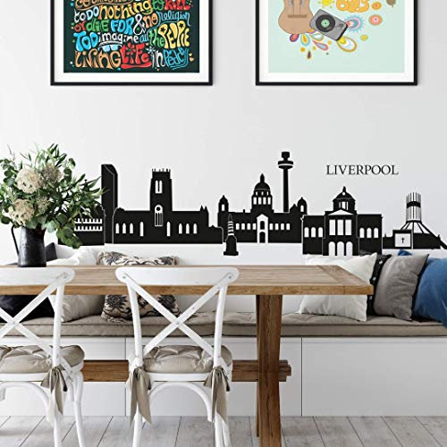 selbstklebendes Wandtattoo Liverpool Skyline Wandsticker selbstklebend Fussball Fanartikel XXL Wandposter 120cm