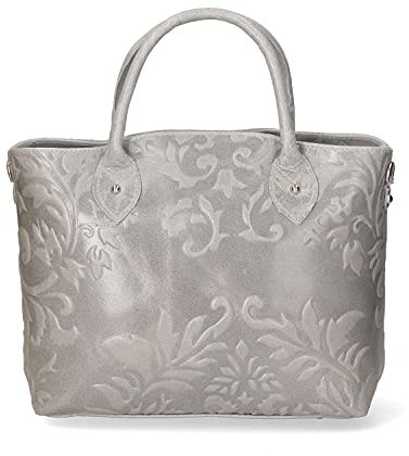 Borsa tote donna borsa a mano in pelle camoscio stampato borsa media italiana - Grigio