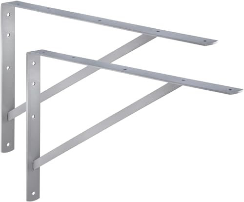 ALPENSTAHL Schwerlastwinkel [ATHENA] 2 Stück Regalwinkel I Tiefe 500 mm I Schwerlastkonsole Silber I Wandhalterung Regal Tragkraft 300 kg I Winkel Metall massiv | Metallwinkel 90 grad