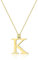 Goldene Damen Halskette 585 14k Gold Gelbgold Kette mit Anhänger Buchstabe K natürlicher echt Diamanten Brillanten Gravur