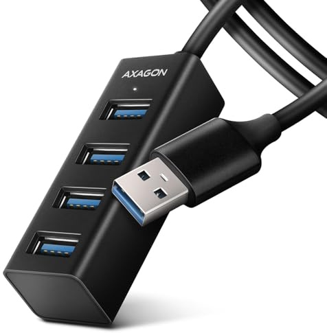 AXAGON HUE-M1AL Mini USB-A-Hub, 4X USB-A 3.2 Gen 1, Silber - 1,2m