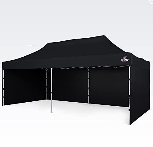 BRIMO Pop up pavillon 100% Wasserdicht mit 3 Seitenteilen - 5 Jahre Garantie (3x6 m, Schwarz)