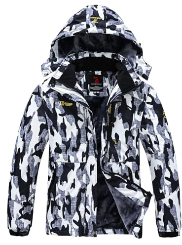 YSENTO Womens Waterproof Ski Jacket Winter Fleece Outdoor Mountain Jacket and Coat with Hood(Camo,XL)